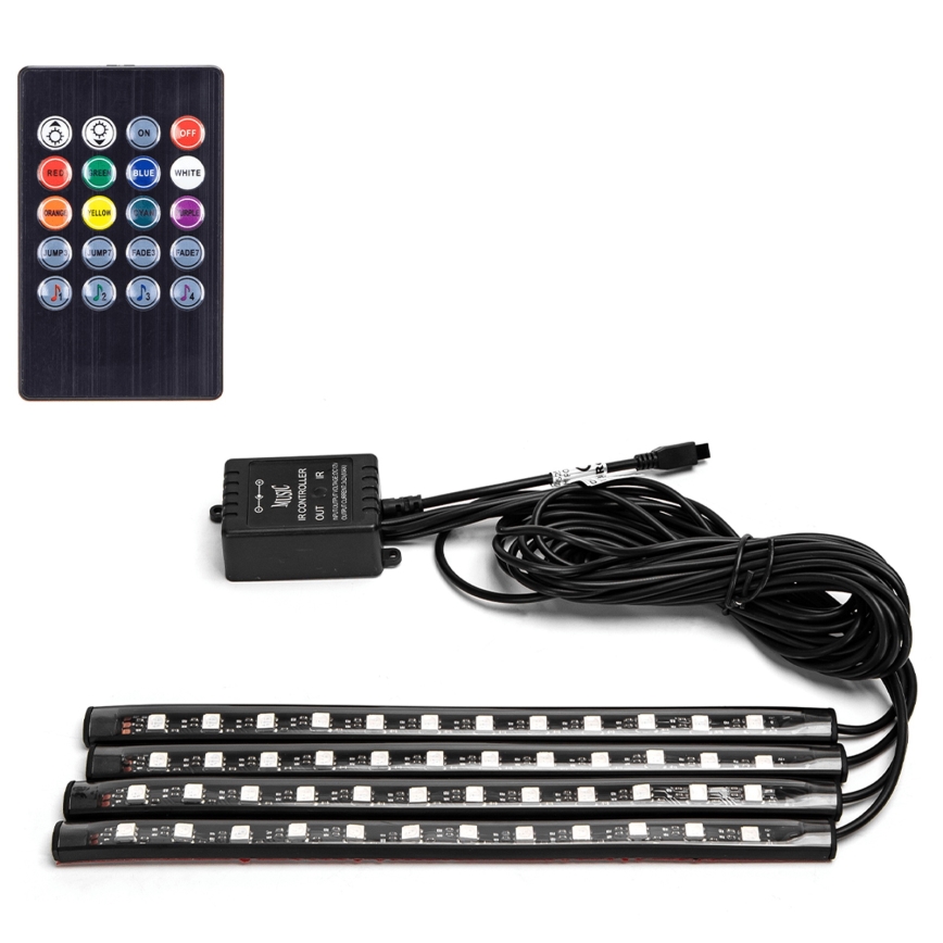 Aigostar - Rubans LED RGB dimmables pour voiture LED/4,5W/5V + télécommande
