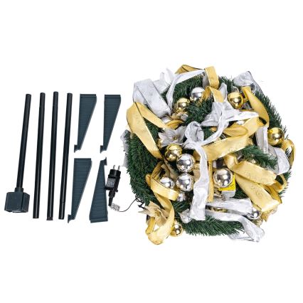 Aigostar - Arbre de Noël LED extérieur 150 LED, 1,8 m, IP44, blanc/doré, blanc chaud