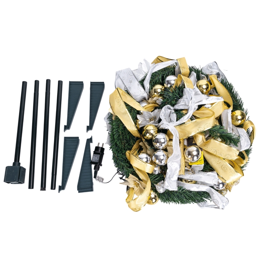 Aigostar - Arbre de Noël LED extérieur 150 LED, 1,8 m, IP44, blanc/doré, blanc chaud