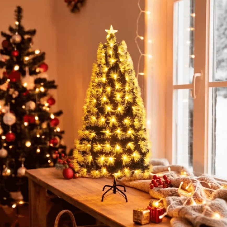 Aigostar - Sapin de Noël extérieur LED 85 LED/8 fonctions 0,9 m IP44 blanc chaud