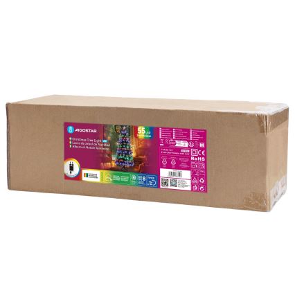 Aigostar - Sapin de Noël LED pour l'extérieur 55xLED/8 fonctions 0,6 m IP44 multicolore