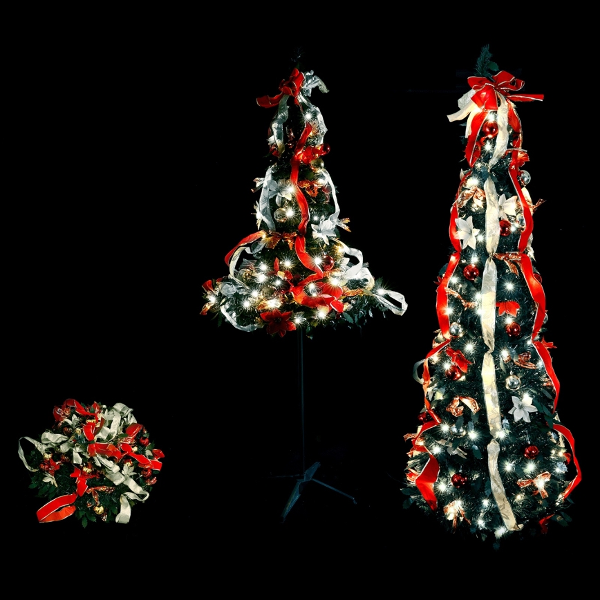 Aigostar - Sapin de Noël LED d'extérieur 100 LED 1,5 m IP44 rouge et blanc froid