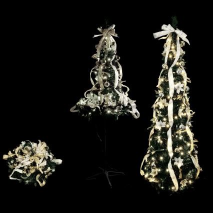 Aigostar - Sapin de Noël LED d'extérieur, 100 LED, 1,5 m, IP44, blanc/doré, lumière blanche froide