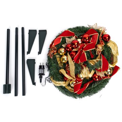 Aigostar - Arbre de Noël LED d'extérieur 100 LED 1,5 m IP44 rouge/doré, blanc chaud