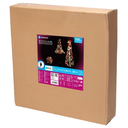 Aigostar - Arbre de Noël LED d'extérieur 150 LED 1,8 m IP44 rouge et blanc froid