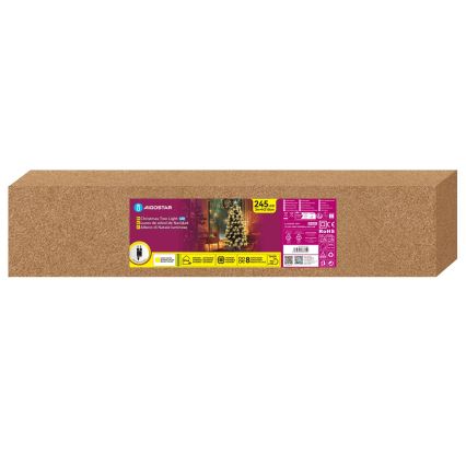 Aigostar - Sapin de Noël LED pour l'extérieur 245 LED/8 fonctions 2,1 m IP44 blanc chaud