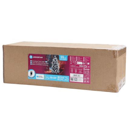Aigostar - Sapin de Noël extérieur à LED, 55 LED, 8 fonctions, 0,6 m, IP44, blanc froid