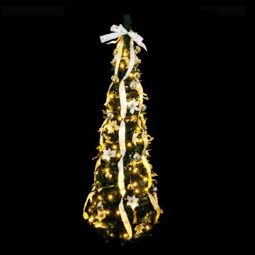 Aigostar - Sapin de Noël LED d'extérieur 80 LED 1,2 m IP44 blanc/doré blanc chaud