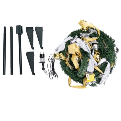 Aigostar - Sapin de Noël LED d'extérieur 80 LED 1,2 m IP44 blanc/doré blanc chaud