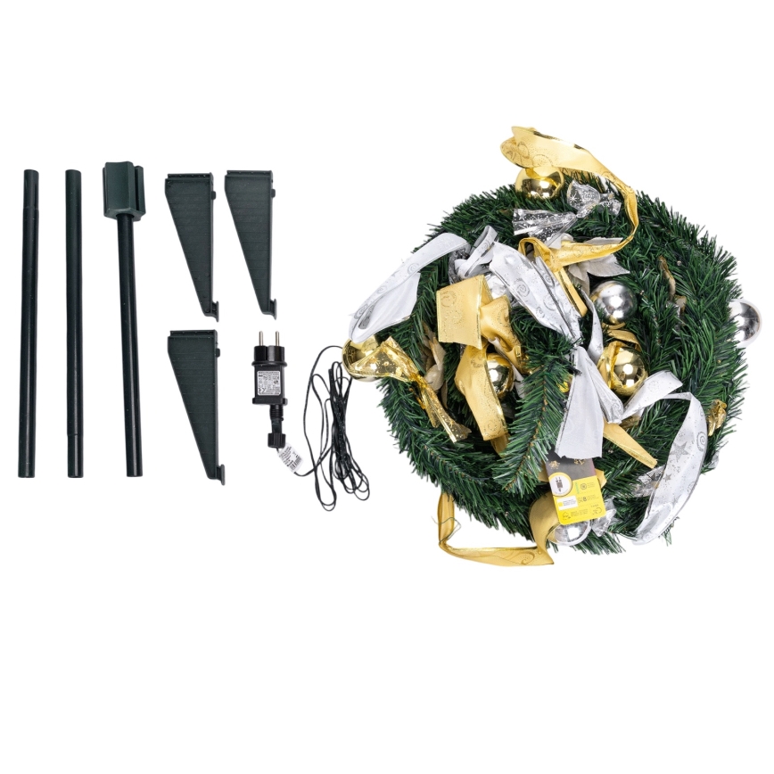 Aigostar - Sapin de Noël LED d'extérieur 80 LED 1,2 m IP44 blanc/doré blanc chaud