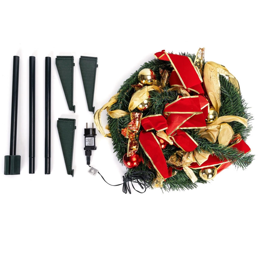 Aigostar - Sapin de Noël LED d'extérieur 80 LED 1,2 m IP44 rouge/or, blanc chaud