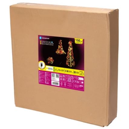 Aigostar - Sapin de Noël LED d'extérieur 150xLED 1,8m IP44 rouge/doré blanc chaud