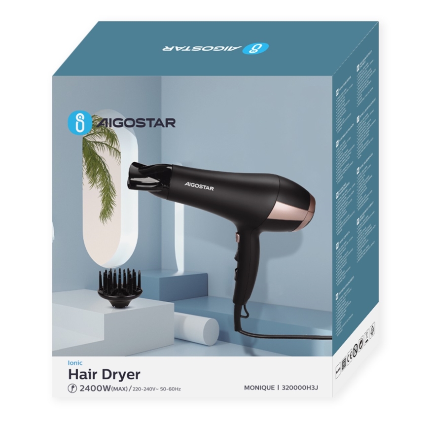 Aigostar - Sèche-cheveux 2400W/230V noir