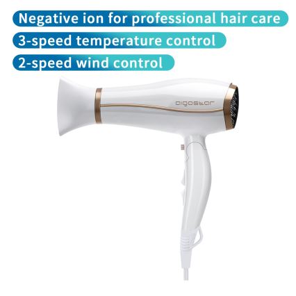 Aigostar - Sèche-cheveux avec ionisateur 2200W/230V blanc