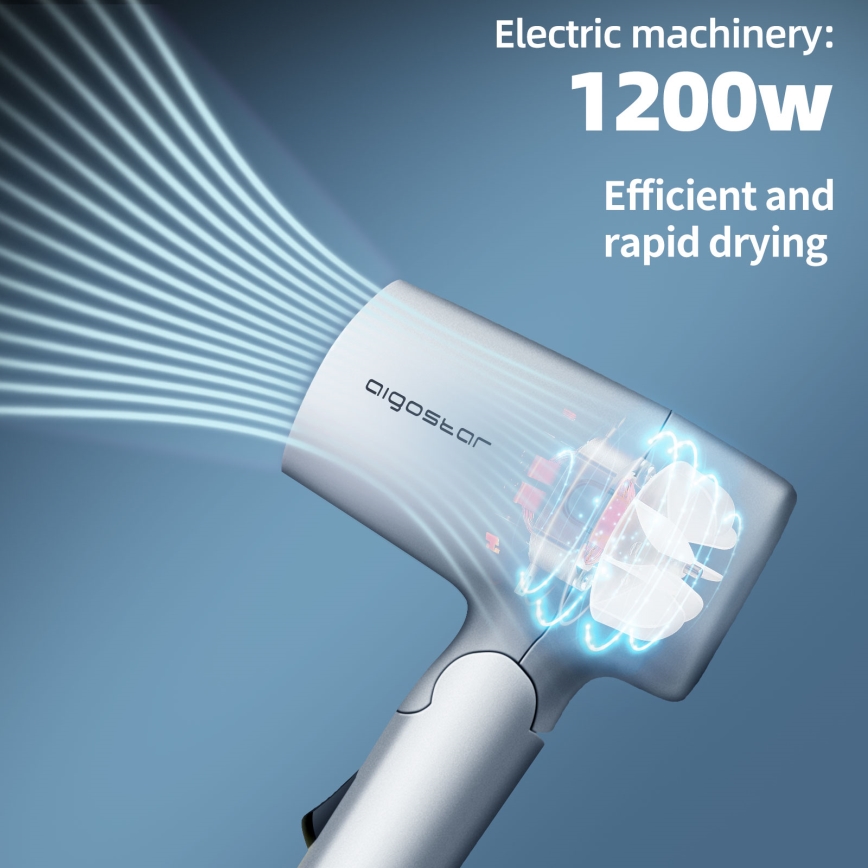 Aigostar - Sèche-cheveux de voyage 1200W/230V argent