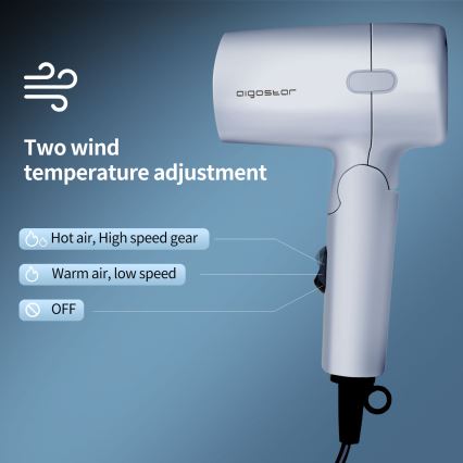 Aigostar - Sèche-cheveux de voyage 1200W/230V argent