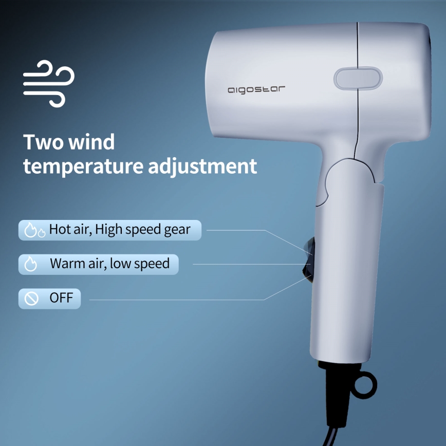 Aigostar - Sèche-cheveux de voyage 1200W/230V argent