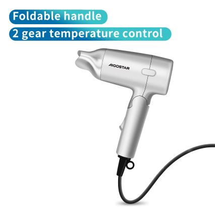 Aigostar - Sèche-cheveux de voyage 1200W/230V argent
