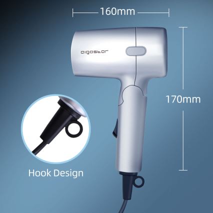Aigostar - Sèche-cheveux de voyage 1200W/230V argent