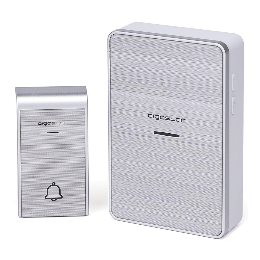 Aigostar - Sonnette sans fil 3xAA/12V IP44 argent