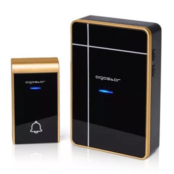 Aigostar - Sonnette sans fil 3xAA/12V IP44 noir/cuivre