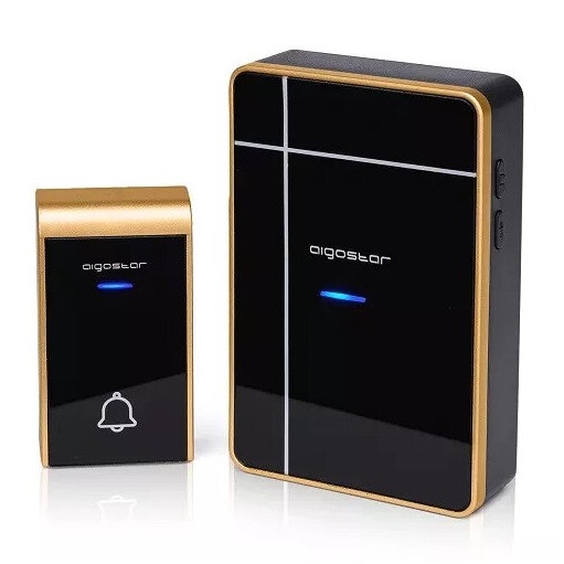 Aigostar - Sonnette sans fil 3xAA/12V IP44 noir/cuivre