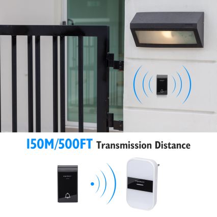 Aigostar - Sonnette sans fil à brancher 230V/12V IP44 blanc/noir