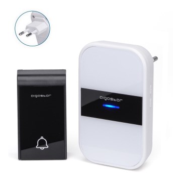 Aigostar - Sonnette sans fil à brancher 230V/12V IP44 blanc/noir
