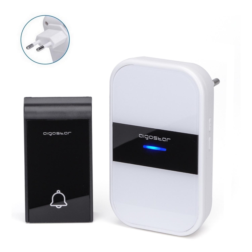 Aigostar - Sonnette sans fil à brancher 230V/12V IP44 blanc/noir