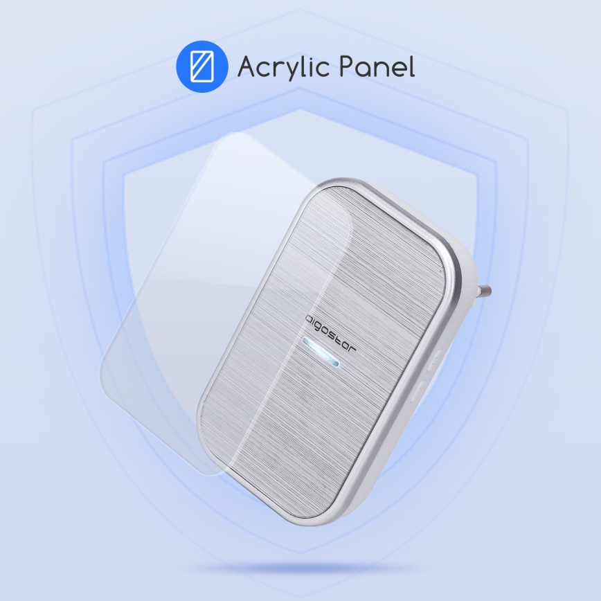 Aigostar - Sonnette sans fil à brancher 230V/12V IP44 argent