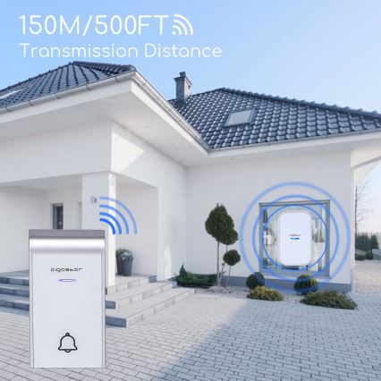 Aigostar - Carillon sans fil à brancher sur prise 230V/12V IP44 blanc