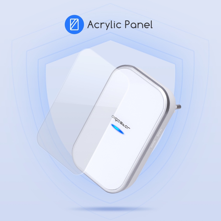 Aigostar - Carillon sans fil à brancher sur prise 230V/12V IP44 blanc