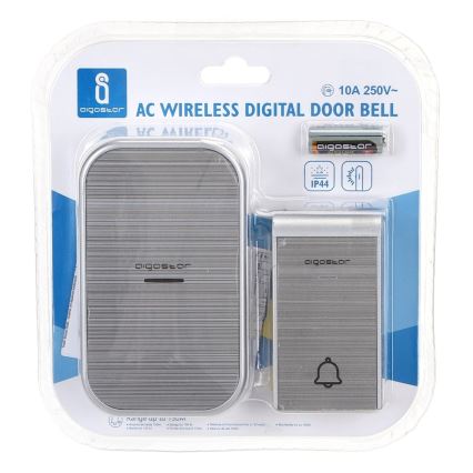 Aigostar - Sonnette sans fil à brancher sur prise 230V/12V IP44, argentée