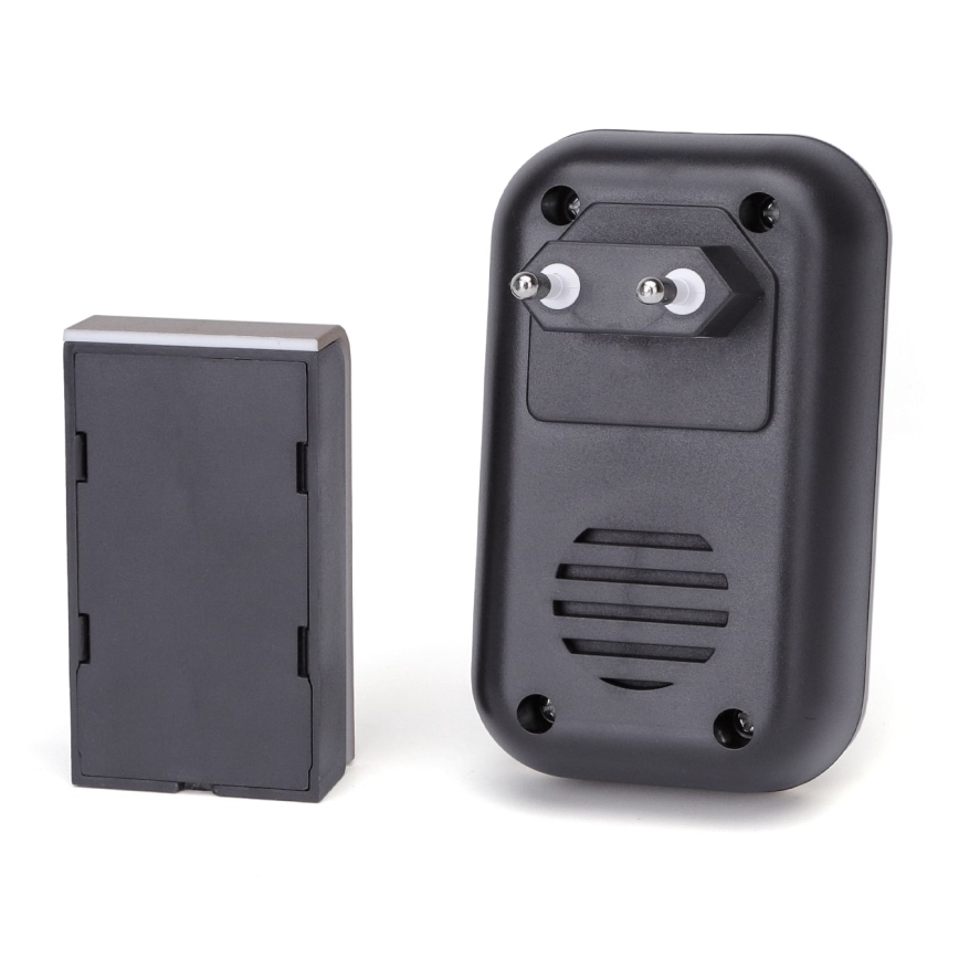 Aigostar - Sonnette sans fil à brancher sur prise 230V/12V IP44 noire