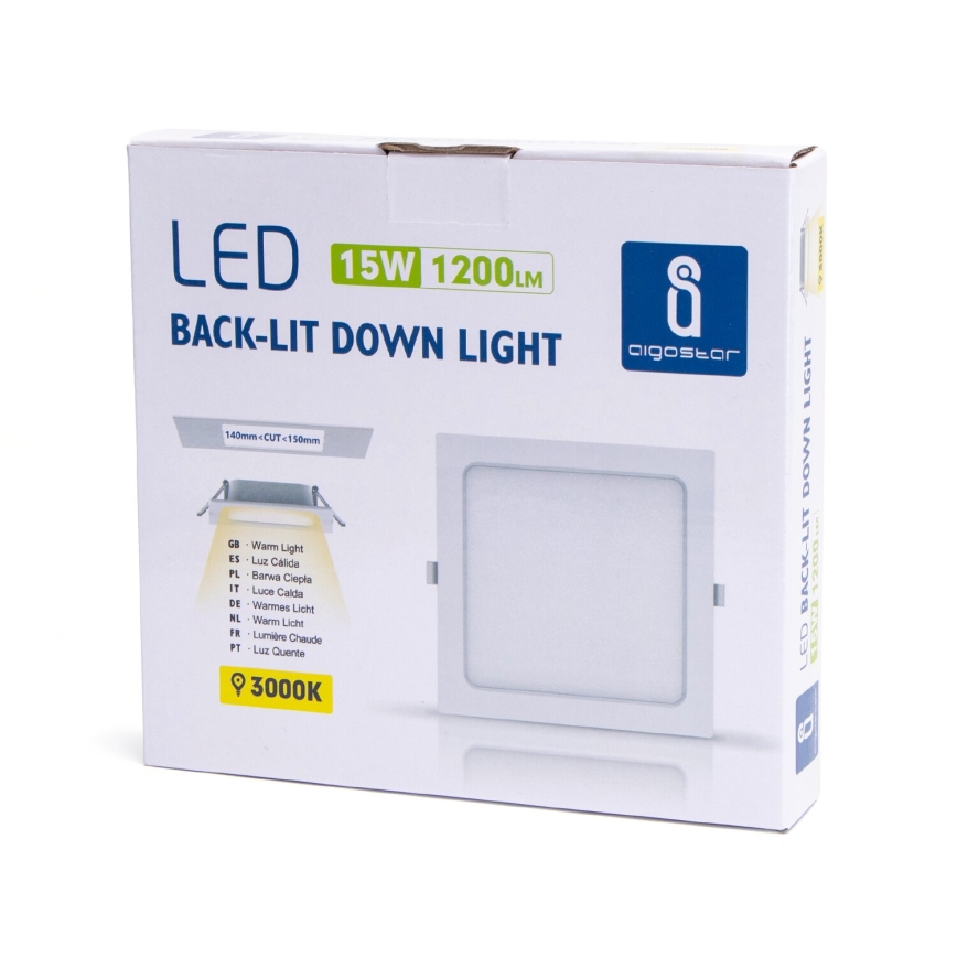Aigostar - Spot encastrable LED/15W/230V 17,5x17,5 cm 3000K blanc