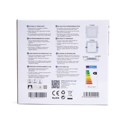 Aigostar - Spot encastrable LED/15W/230V 17,5x17,5 cm 3000K blanc
