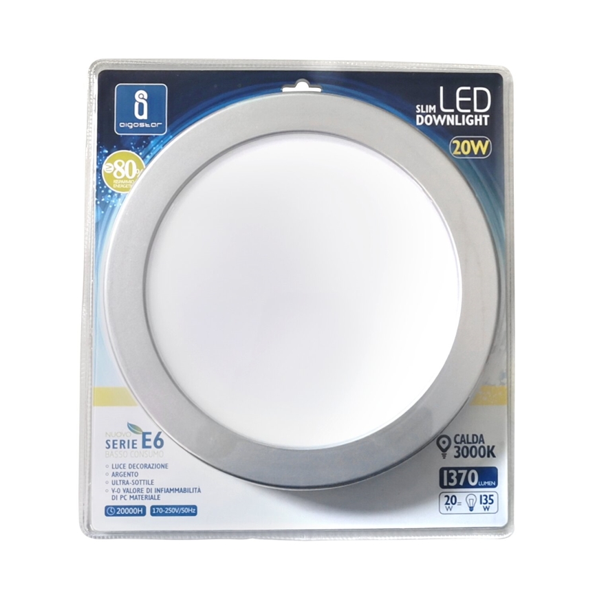 Aigostar - Spot encastrable ULTRATHIN LED/20W/230V 3000K chrome mat