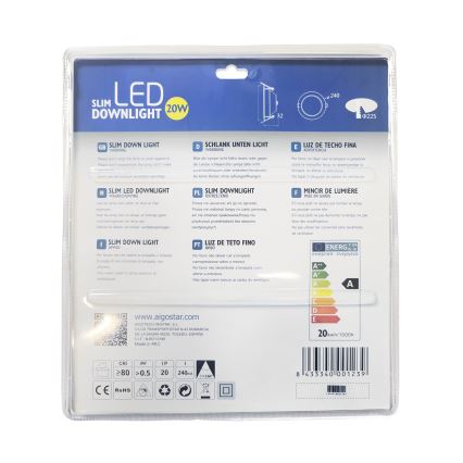 Aigostar - Spot encastrable ULTRATHIN LED/20W/230V 3000K chrome mat