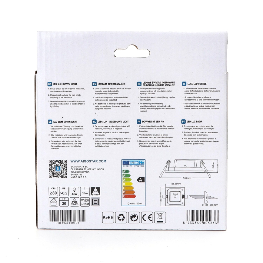 Aigostar - Spot encastrable ULTRATHIN LED/6W/230V 6000K blanc