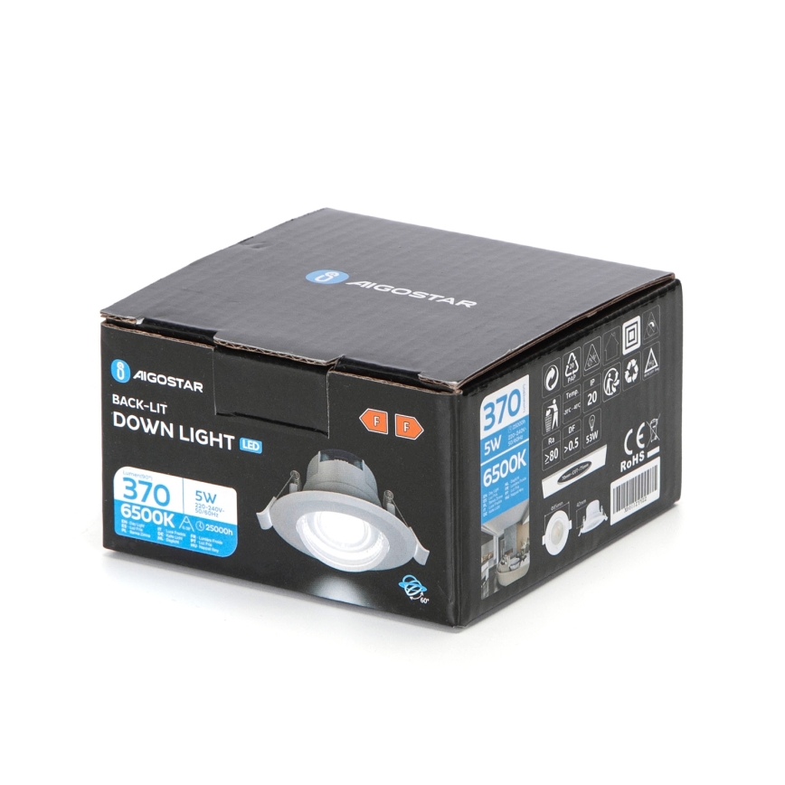 Aigostar - Spot LED/5W/230V 6500K diamètre 8,5 cm blanc