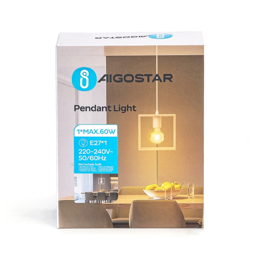 Aigostar - Suspension en bois sur câble 1xE27/60W/230V pin