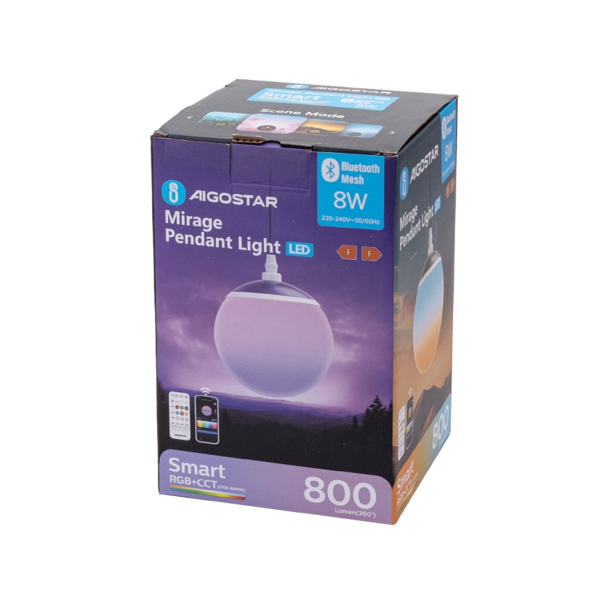 Aigostar - Suspension filaire RGBW à intensité variable MESH LED/8W/230V 2700-6500K blanc + Télécommande