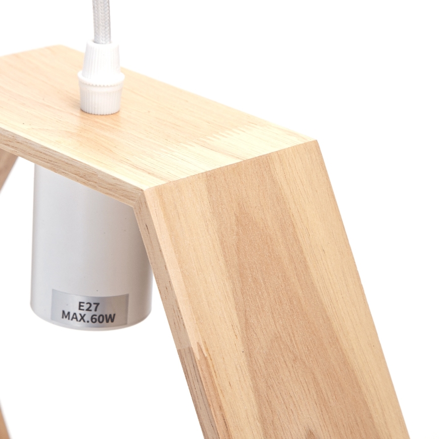 Aigostar - Suspension LED en bois sur câble, 1 x E27, 9 W, 230 V, 2200 K, pin