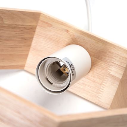 Aigostar - Suspension LED en bois sur câble, 1 x E27, 9 W, 230 V, 2200 K, pin