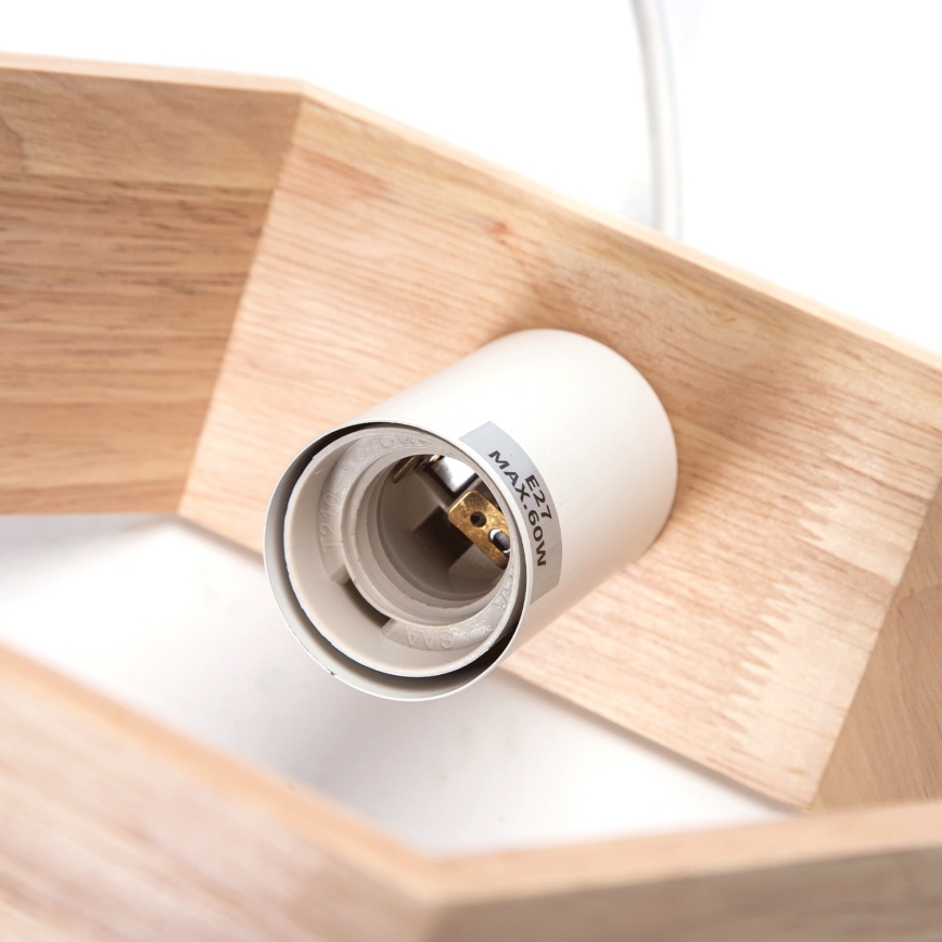 Aigostar - Suspension LED en bois sur câble, 1 x E27, 9 W, 230 V, 2200 K, pin