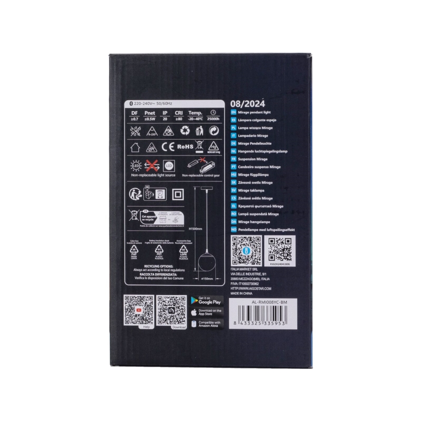 Aigostar - LED RGBW suspension dimmable sur câble MESH LED/8W/230V 2700-6500K blanc + télécommande pr. 15 cm