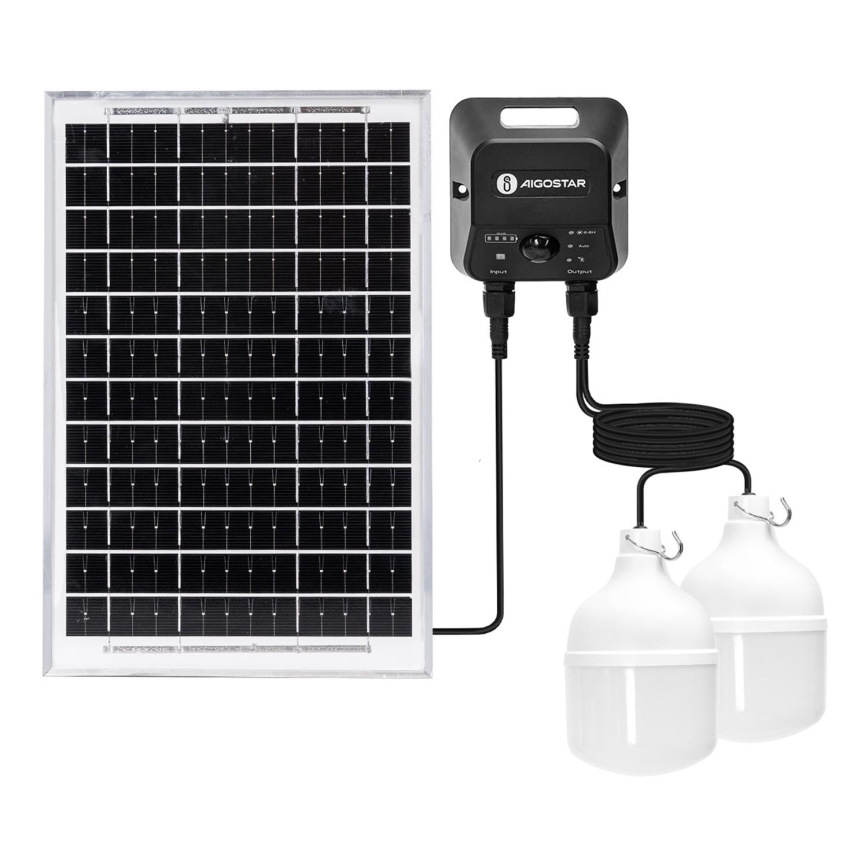 Aigostar - Suspension solaire avec détecteur 2xLED/35W/12V 6000 mAh 6500K d. 10 cm + Télécommande