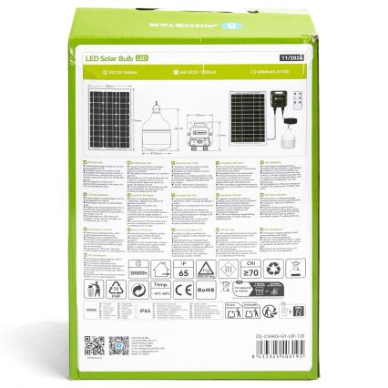 Aigostar - Suspension solaire avec détecteur LED/70W/12V 6000 mAh 6500K d. 12 cm + Télécommande