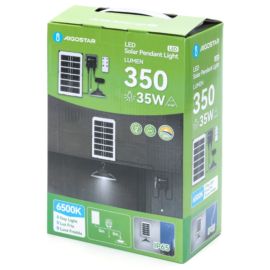 Aigostar - Suspension solaire LED/35W/12V 3000 mAh 6500K d. 15 cm + Télécommande