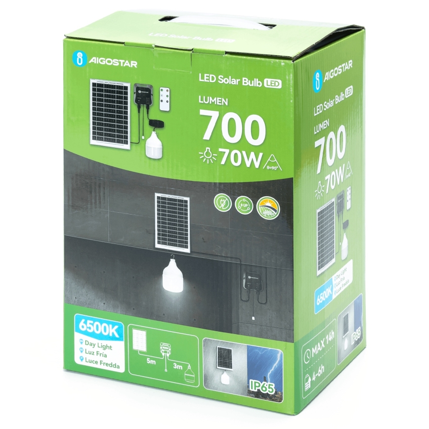 Aigostar - Suspension solaire LED/70W/12V 6000 mAh 6500K d. 12 cm + Télécommande